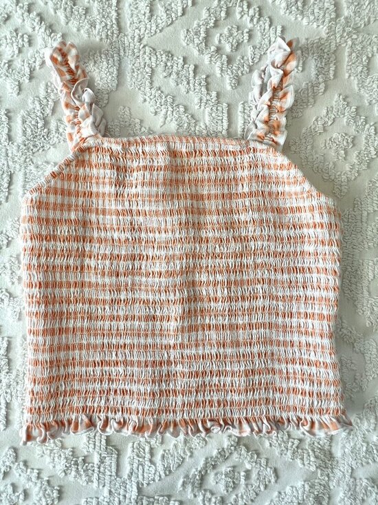 SO Tops - Smocked Gingham Crop Top | Size Medium | Cottagecore Festival Picnic Core